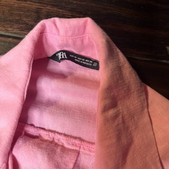 Button down dress with collar casual boho indie pink crop top high waisted skirt - Picture 2 of 5